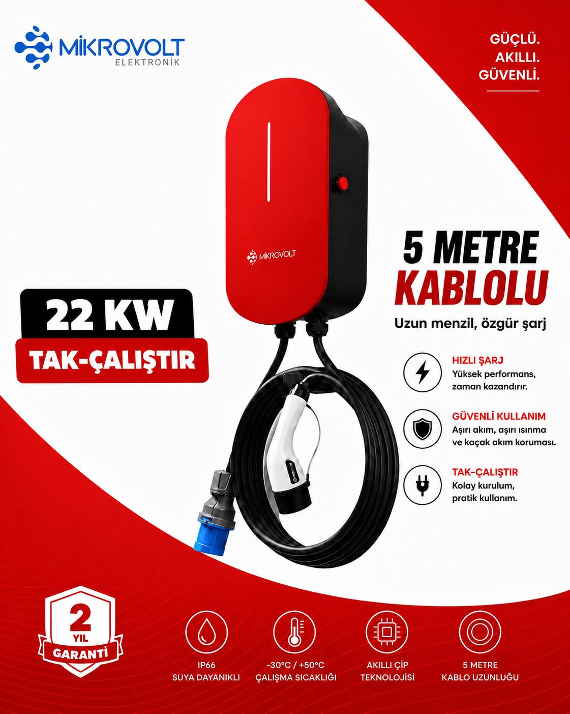 22KW WALLBOX-KIRMIZI