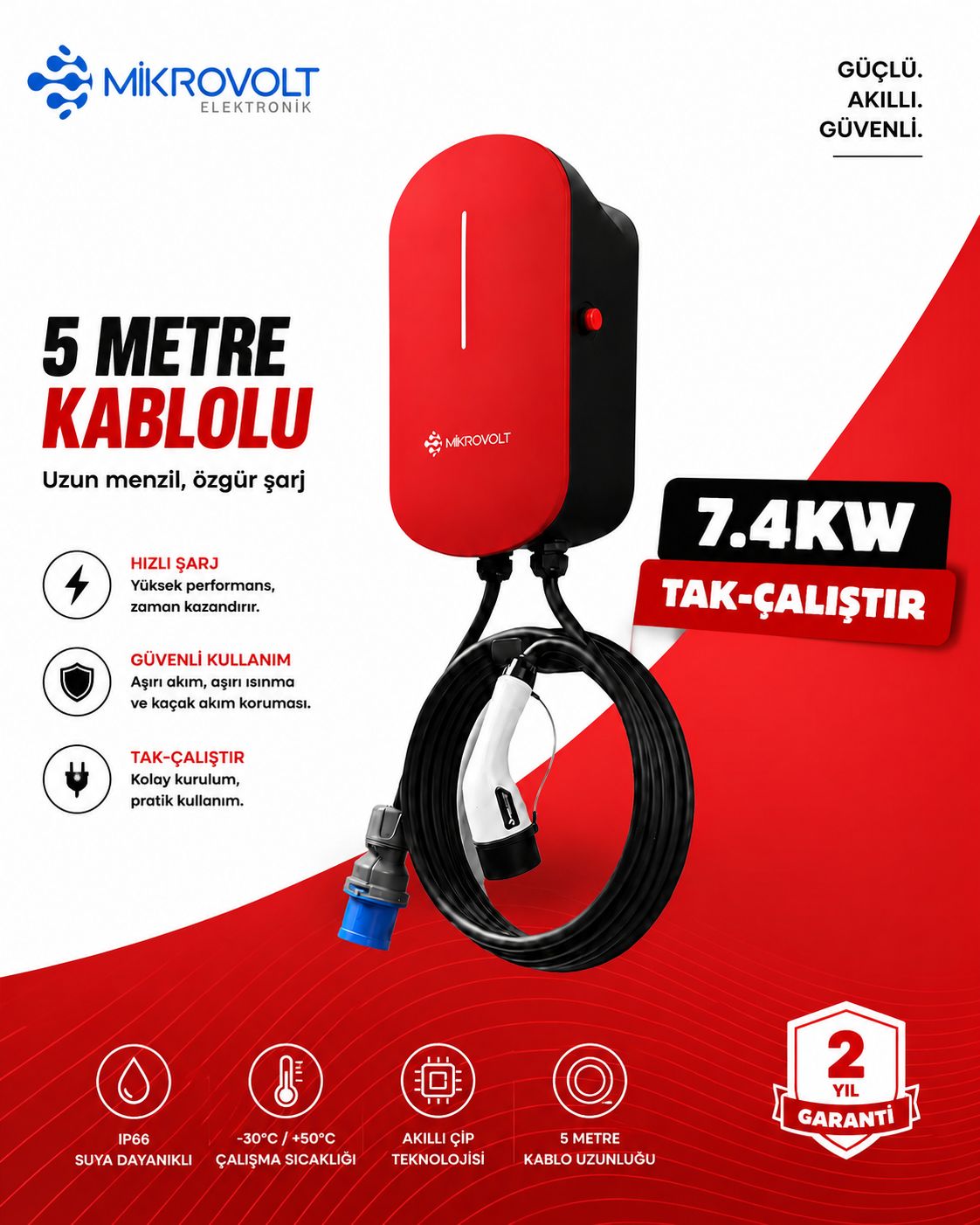 7.4KW WALLBOX-KIRMIZI
